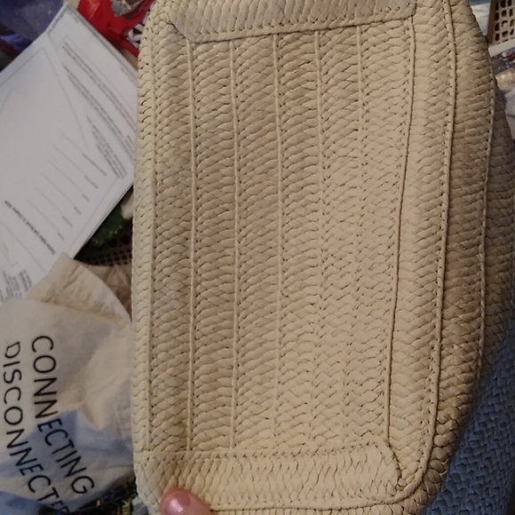 NWOT Straw tote bag with orange cloth straps - Picture 4 of 6